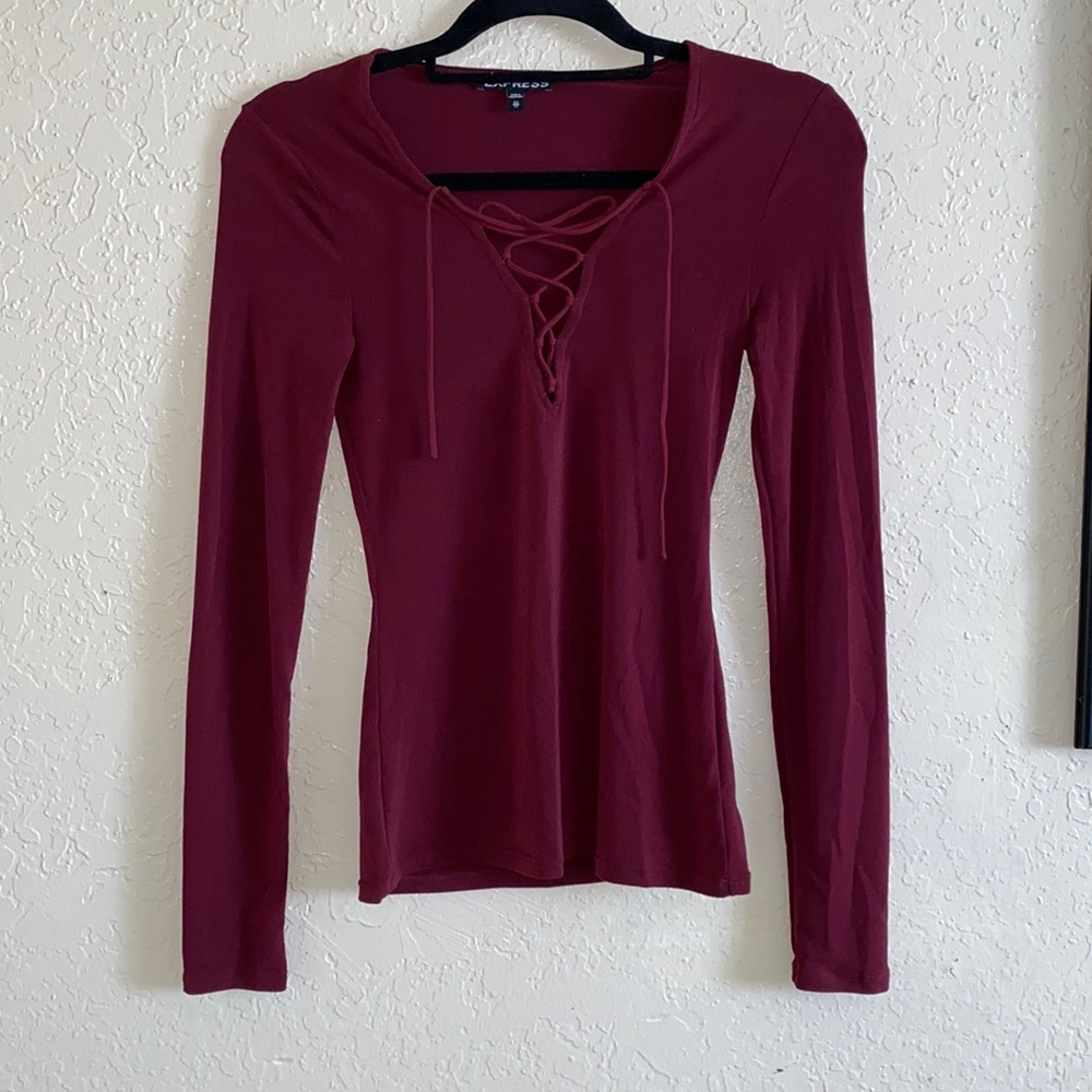 Express Dressy Burgundy Top Size XS